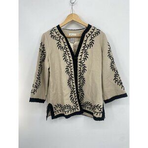 Louis Dell'Olio By Linea Beige Black Embroidered L